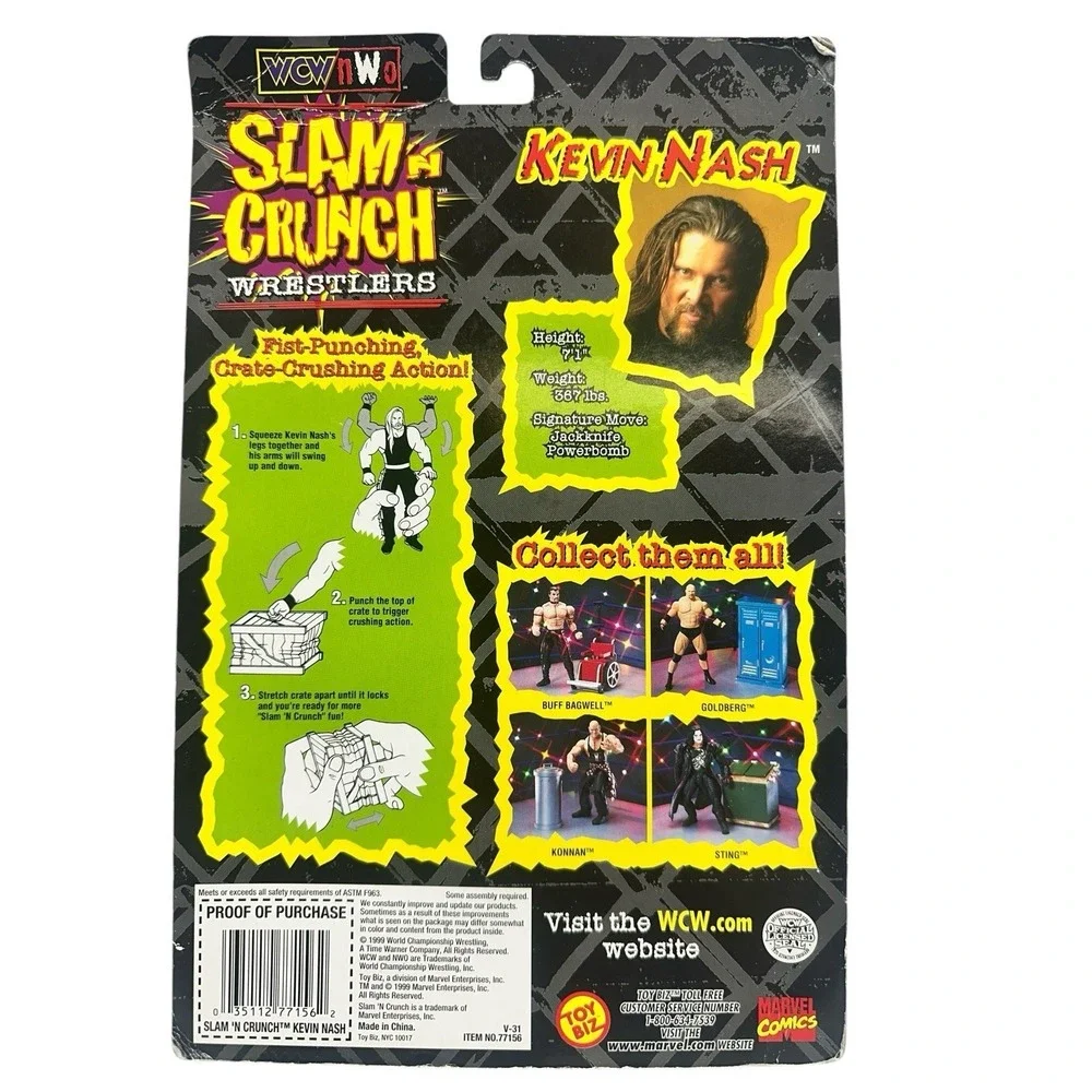 1999 WCW Slam N Crunch Wrestlers Kevin‎ Nash SIGNED Action Figure Toybiz NWO WCW